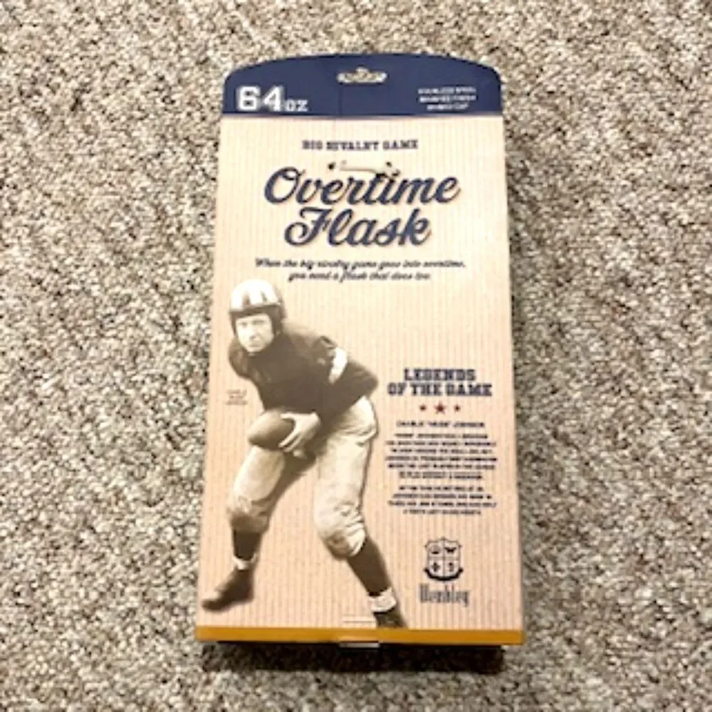 Flask . 64 Oz Brushed Stainless Steel ........... Wembly Tailgate Overtime Flask